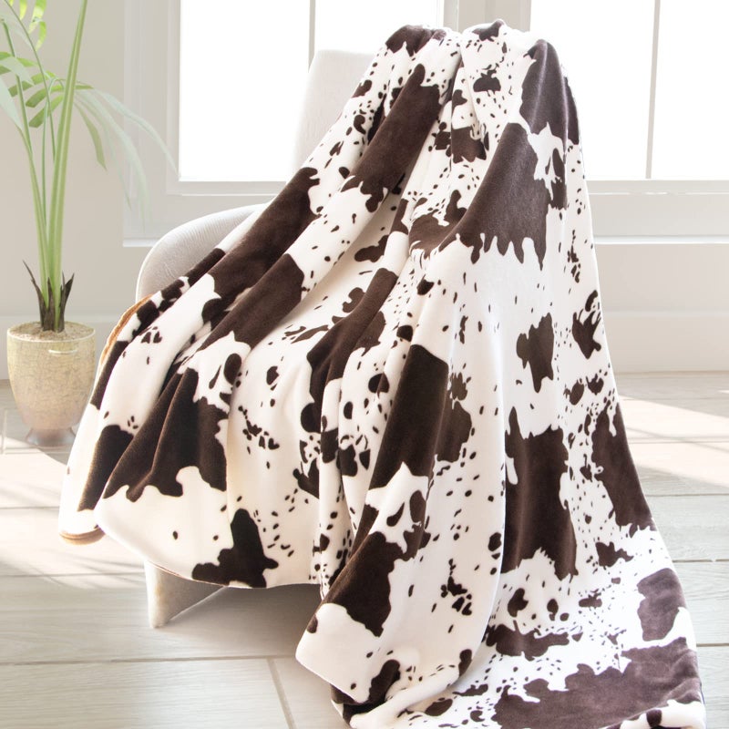 HSEEC Cow Print Blanket Soft Flannel Cozy Cute Warm Plush Lightweight Throw Blanket for Couch Sofa Bed All-Season Cow Fleece Throws for Adults Kids Boys Teens Gifts 50""x60"" - Image 1